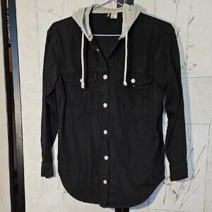 H&M Divided Black Denim Jacket with Gray Accents